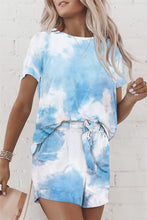 Load image into Gallery viewer, Tie Dye 2 pieces set Drawstring Streetwear Round Neck Women Short Sleeve
