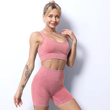 Load image into Gallery viewer, Seamless one shoulder bra yoga shorts set
