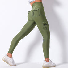Cargar imagen en el visor de la galería, Solid Color Pockets Butt Lift Leggings Fitness Yoga Pants
