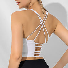 Load image into Gallery viewer, Solid color thin shoulder sports underwear cross back bra
