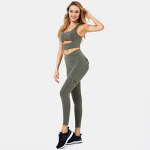 Load image into Gallery viewer, Pockets flexible fitness ladies yoga tights and crop 2 pieces set
