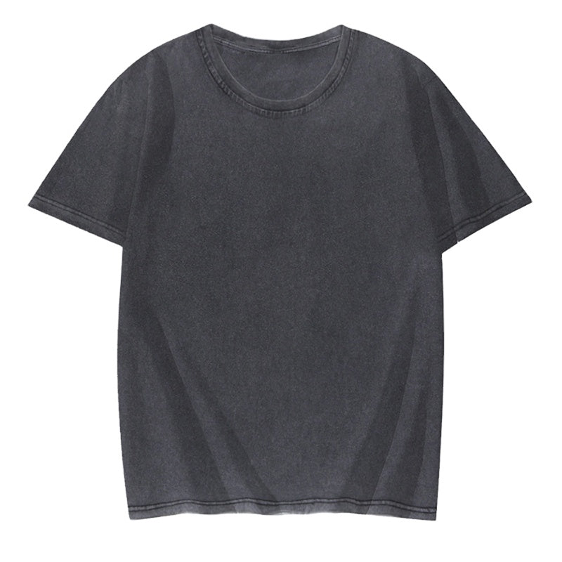 Retro Stone acid Wash Short Sleeve Plus Size Round Neck T Shirt Unisex