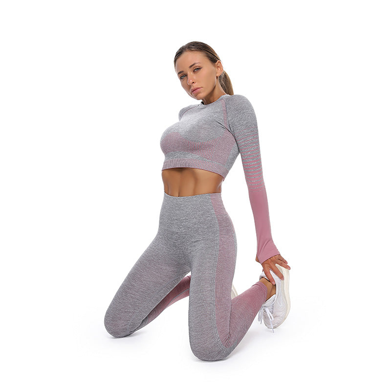 Seamless long sleeve athletic activewear yoga sets
