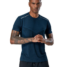 將圖片載入圖庫檢視器 Men Fitness Training Jogging Short sleeve Sports wear T-shirt with Jacquard
