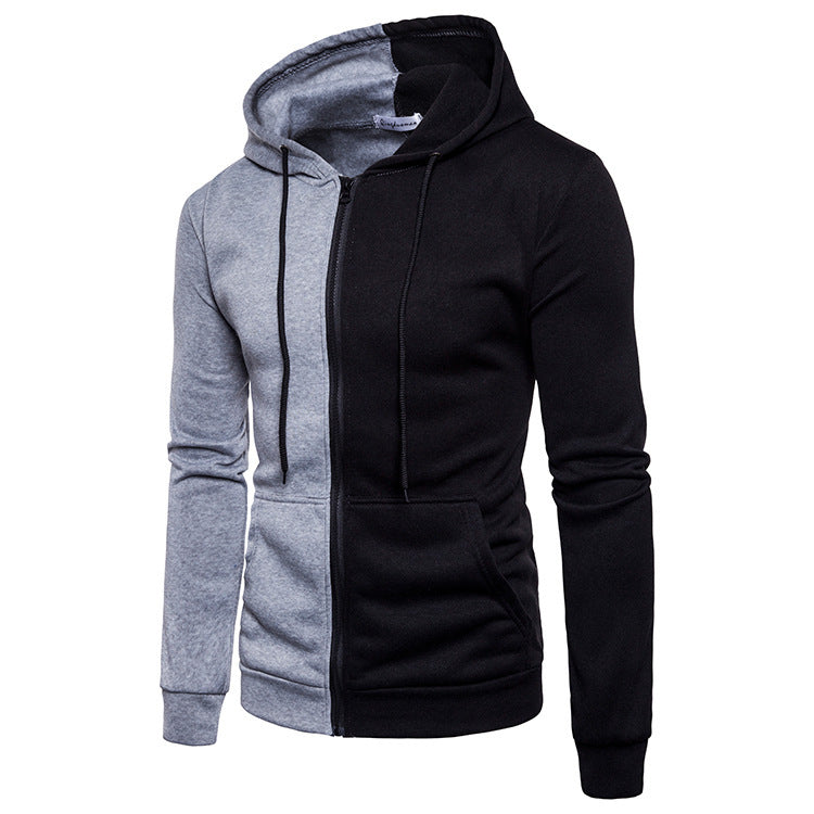 Blank two tone sweatshirt with zipper mens color block hoodie