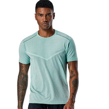 Load image into Gallery viewer, Men Fitness Training Jogging Short sleeve Sports wear T-shirt with Jacquard
