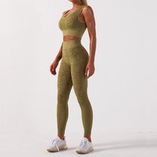 Load image into Gallery viewer, Gym running sports sealmess snakeskin yoga set
