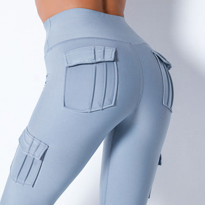 Solid Color Pockets Butt Lift Leggings Fitness Yoga Pants