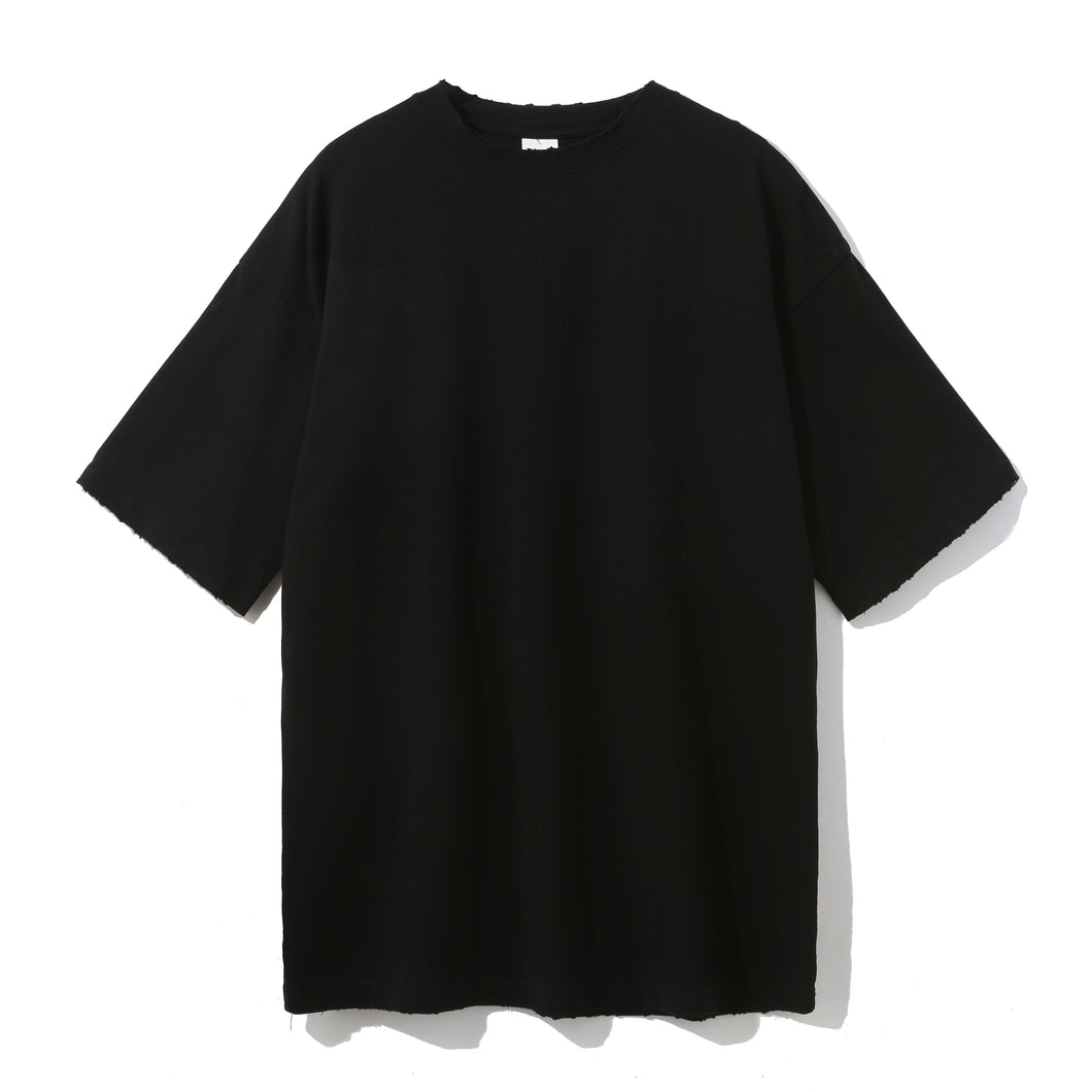 Heavy weight oversize edged street off shoulder fashion unisex cotton short sleeve t-shirts