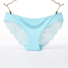 Load image into Gallery viewer, Seamless sexy mature transparent lace ice silk brief
