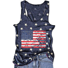 Load image into Gallery viewer, American Flag Flag Letters Print Sleeveless T-shirt for Independence Day
