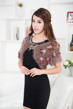 Load image into Gallery viewer, Handmade sweater short shawl with handmade flower
