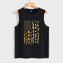 Load image into Gallery viewer, Leopard American Flag Stripe Graphic Tees T-Shirt Patriotic Vest
