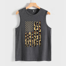 Load image into Gallery viewer, Leopard American Flag Stripe Graphic Tees T-Shirt Patriotic Vest
